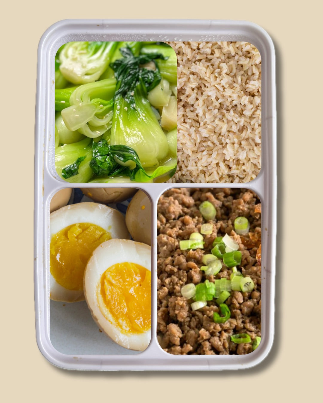 Taste of Taiwan: Lu Rou (Braised Pork), Marinated Egg, Bok Choy, Brown Rice