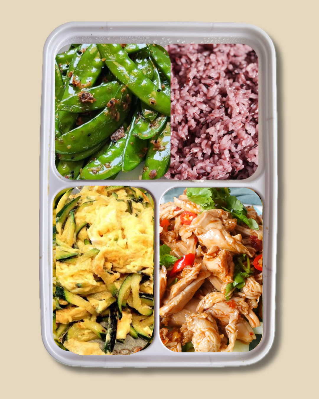 Summer in Beijing: Cold spicy chicken, egg with summer squash, snow peas with garlic