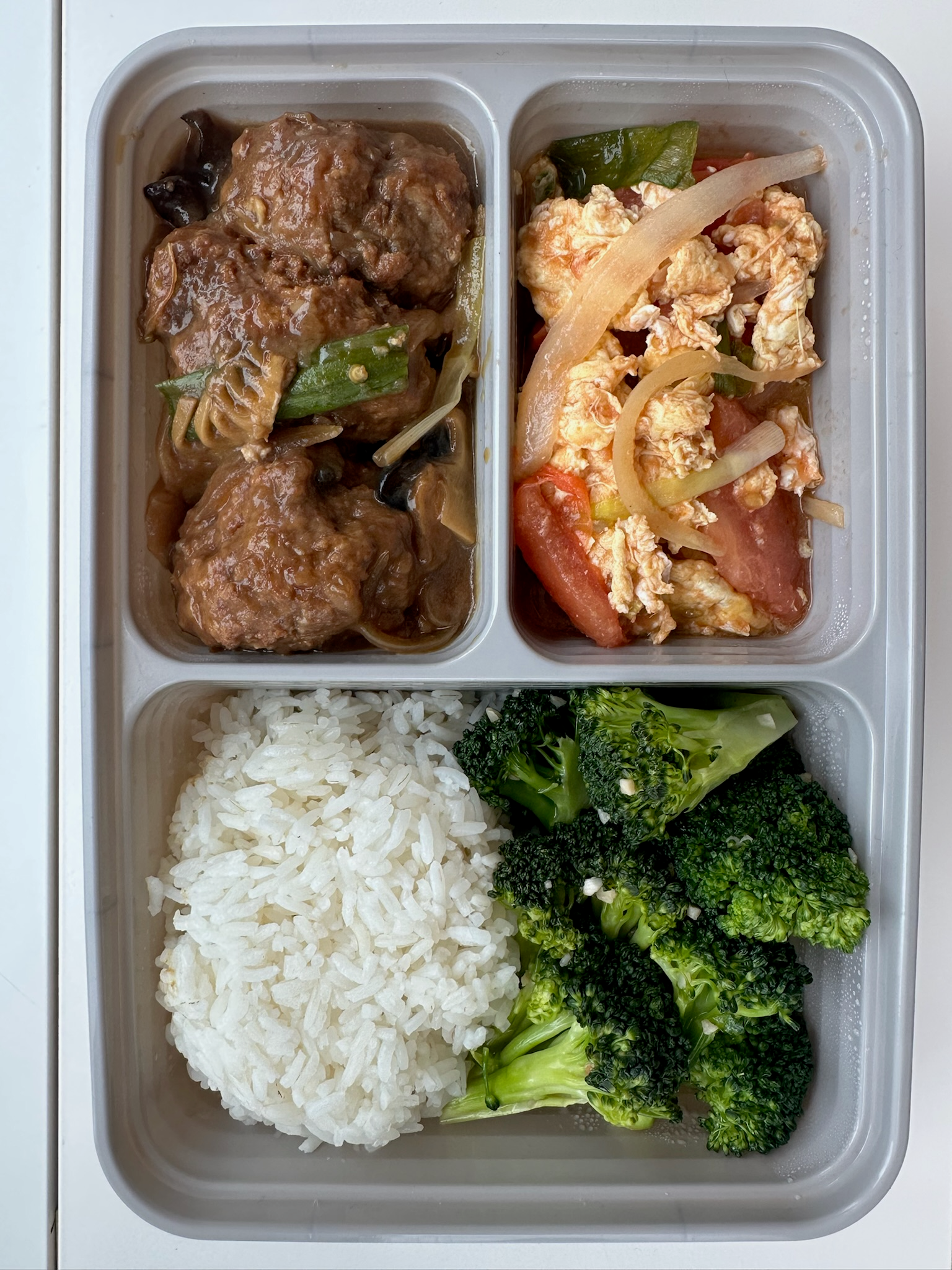 Combo #1: Lion's Head Meatballs, Tomato Egg, Garlic Broccoli