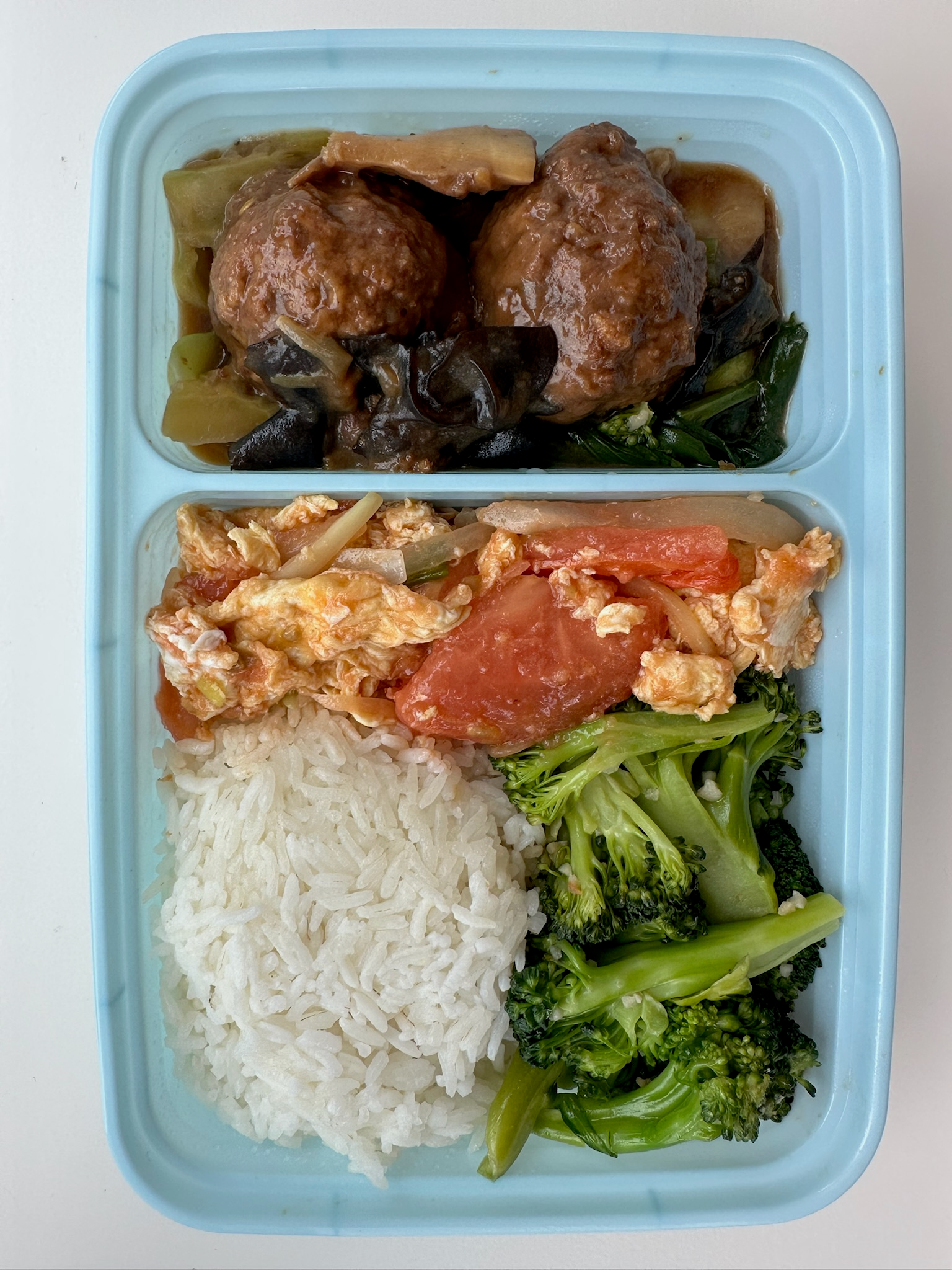 Combo #1: Lion's Head Meatballs, Tomato Egg, Garlic Broccoli